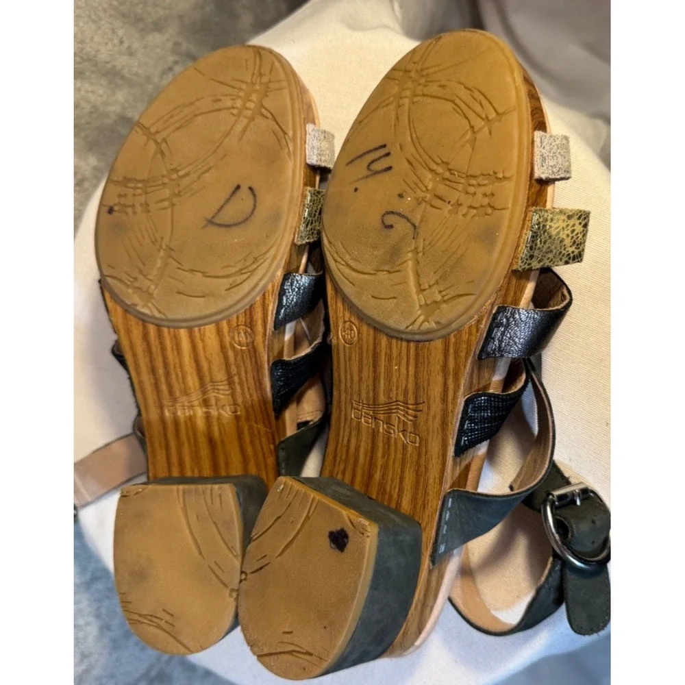 Dansko Maribeth Sandals Leather multi Metallic Women 40 Sz 9 whimsigoth bohemia